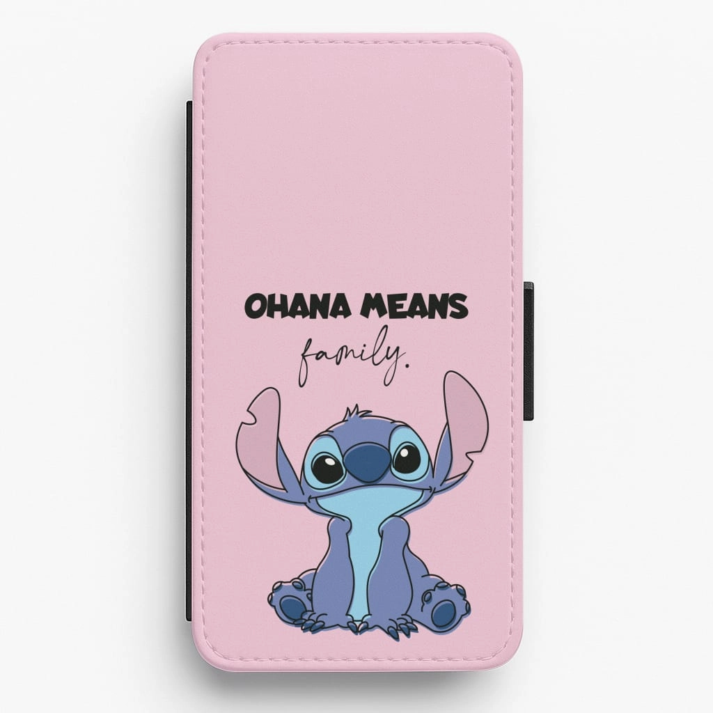 Ohana Means Family Pink Flip / Wallet Phone Case Portable Protection Marble Pattern