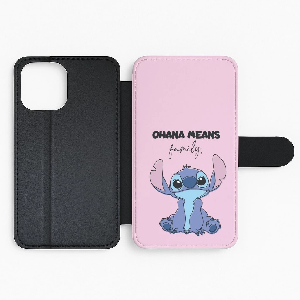 Minimal Edge Ohana Means Family Pink Flip / Wallet Phone Case