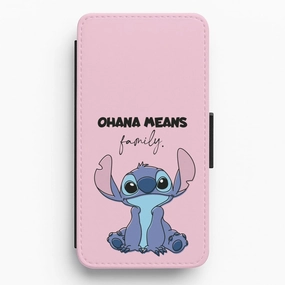 Ohana Means Family Pink Flip / Wallet Phone Case Portable Protection Marble Pattern