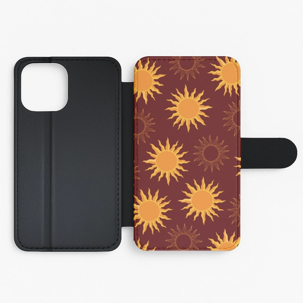 Soft edges Vintage Sun Pattern Flip / Wallet Phone Case