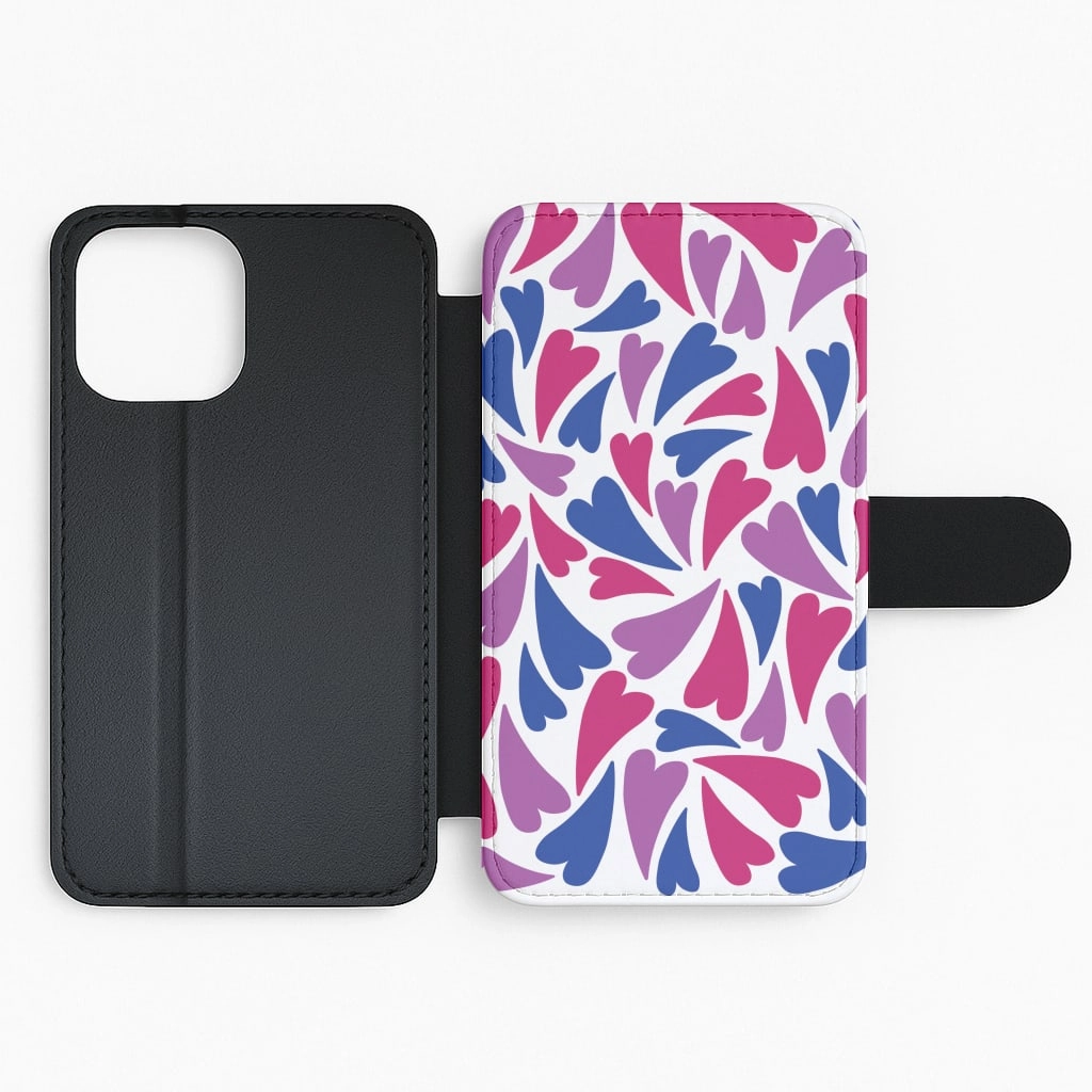 Bisexual Hearts - Pride Flip / Wallet Phone Case Hybrid Form Modern Accent