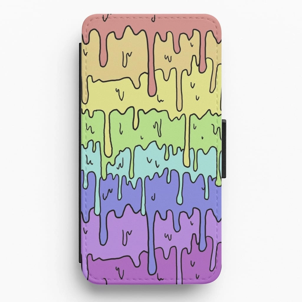Dripping Rainbow Flip / Wallet Phone Case Elegant Accent Flexible Edge