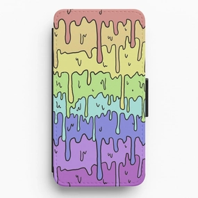 Dripping Rainbow Flip / Wallet Phone Case Elegant Accent Flexible Edge