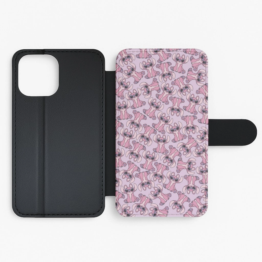 Shock Absorbing Angel Pink Alien Pattern Flip / Wallet Phone Case
