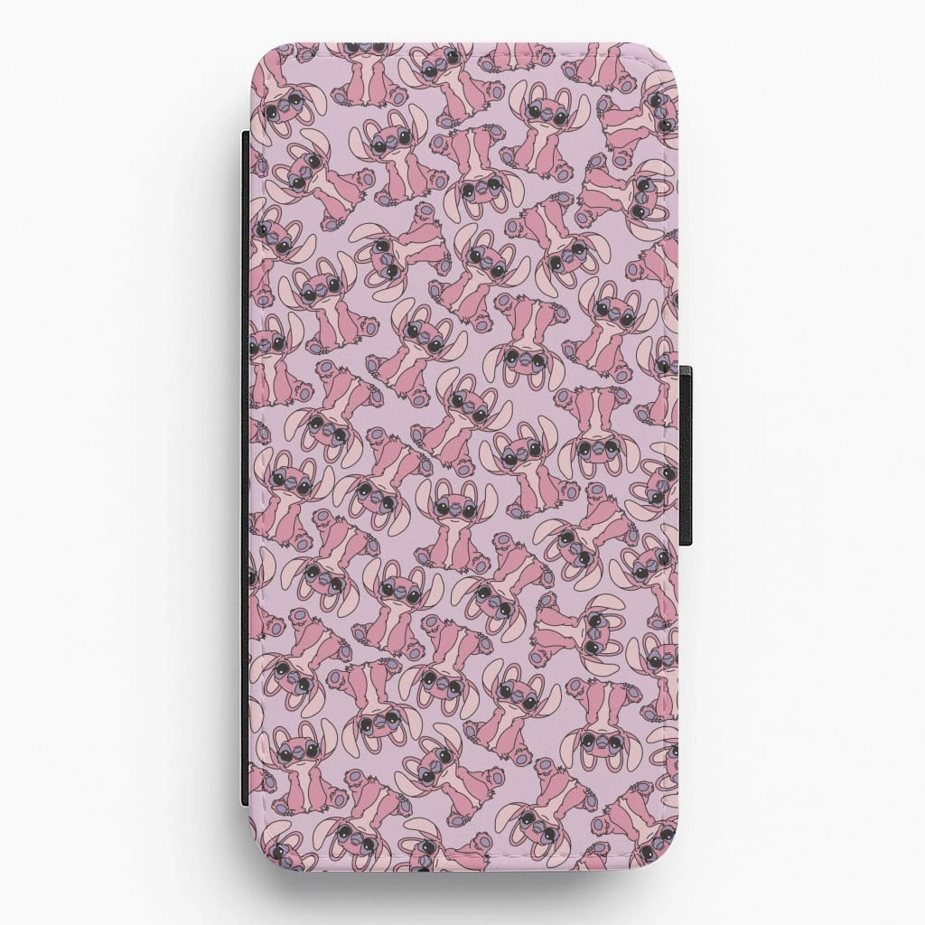 Angel Pink Alien Pattern Flip / Wallet Phone Case Compact Edge Comfort Shape