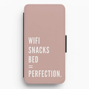 Elegant Look Wifi, Snacks, Bed, Perfection Flip / Wallet Phone Case