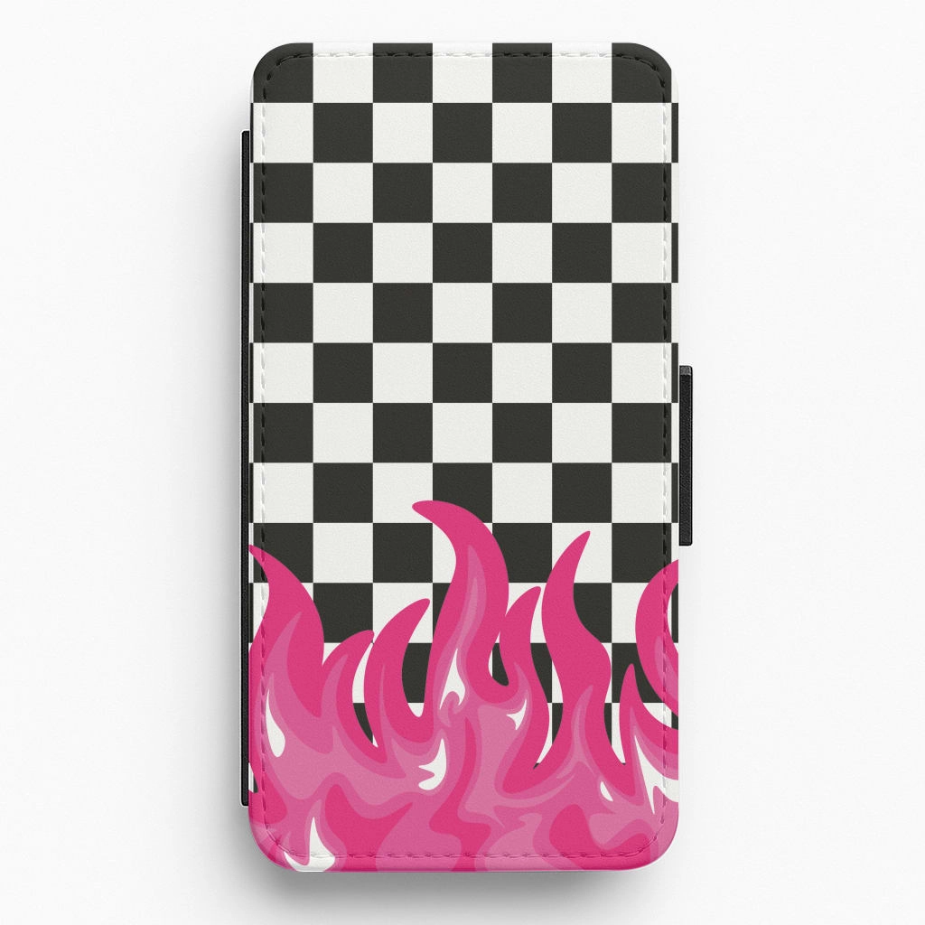 Pink Flame - Skate Aesthetic  Flip / Wallet Phone Case Luxury Finish Texture Camera Protection
