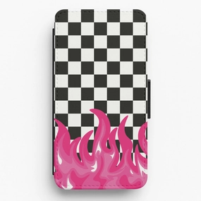 Pink Flame - Skate Aesthetic  Flip / Wallet Phone Case Luxury Finish Texture Camera Protection