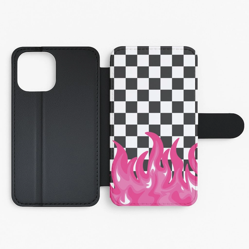 Elegant Touch Protective Edge Layer Pink Flame - Skate Aesthetic  Flip / Wallet Phone Case