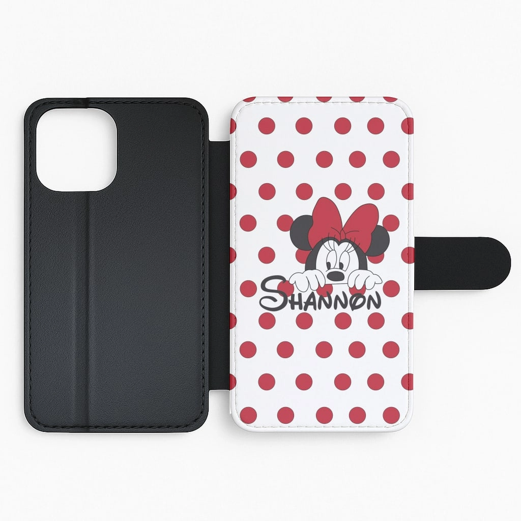 Minnie Mouse - Personalised Fairytale Flip / Wallet Phone Case Smooth Protection