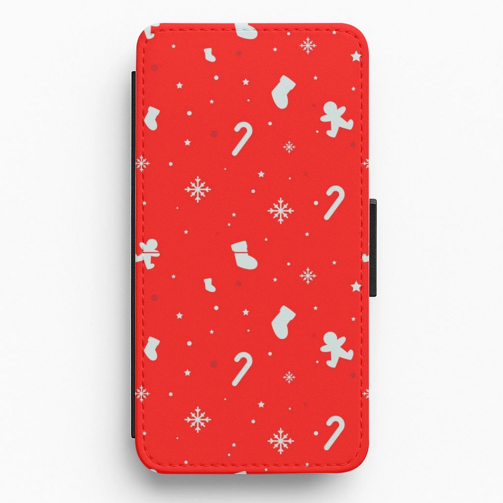 Durable Quality Outdoor Travel Festive Pattern - Red Flip / Wallet Phone Case