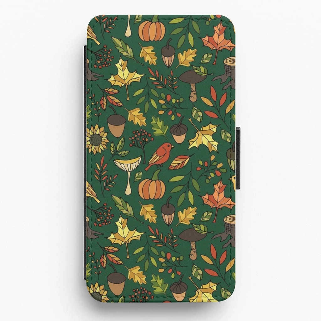 Unique Texture Durable Texture Finish Bright Autumn Flip Wallet Phone Case
