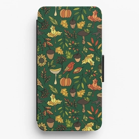 Unique Texture Durable Texture Finish Bright Autumn Flip Wallet Phone Case