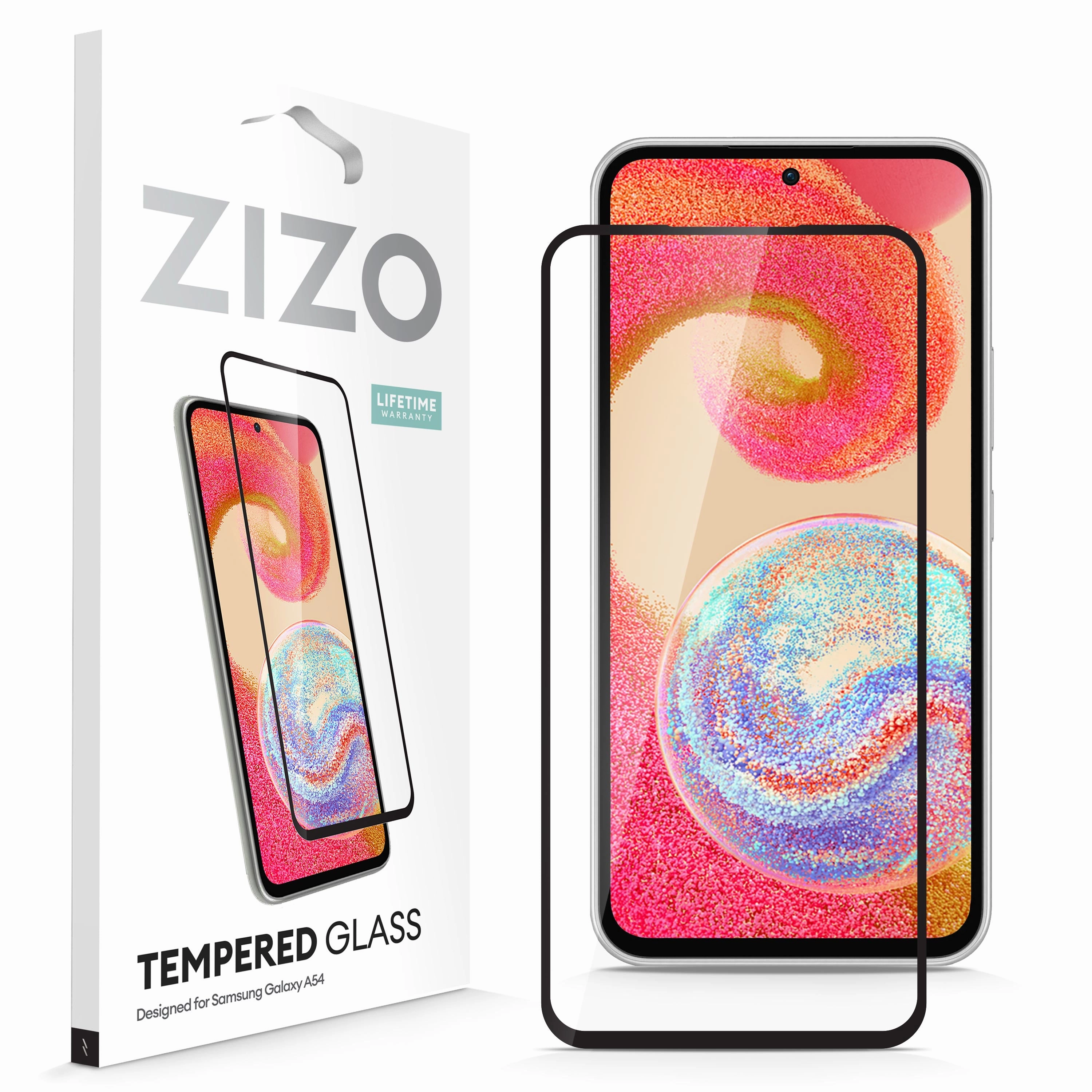 ZIZO TEMPERED GLASS Screen Protector for Galaxy A54 5G - Black anti dust