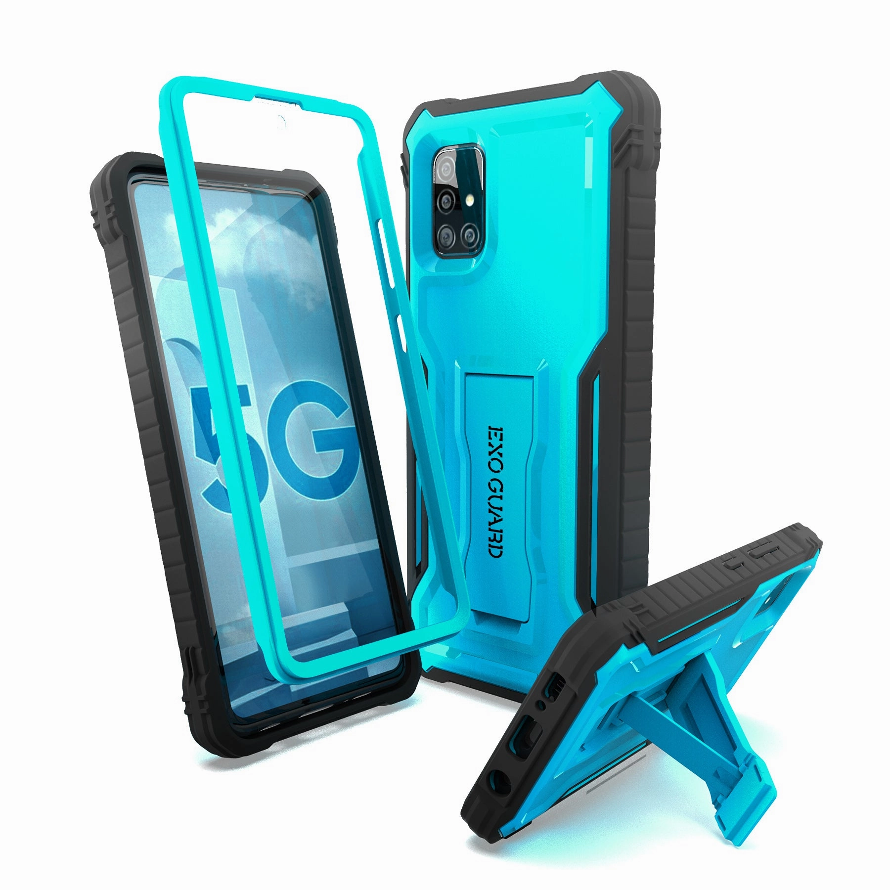 Eco Friendly ExoGuard Samsung Galaxy A51 5G Case, Rubber Shockproof Full-Body Cover Case Built-in Screen Protector with Kickstand for Samsung A51 5G Phone 2020, NOT Fit A51 2019 or A51 5G UW
