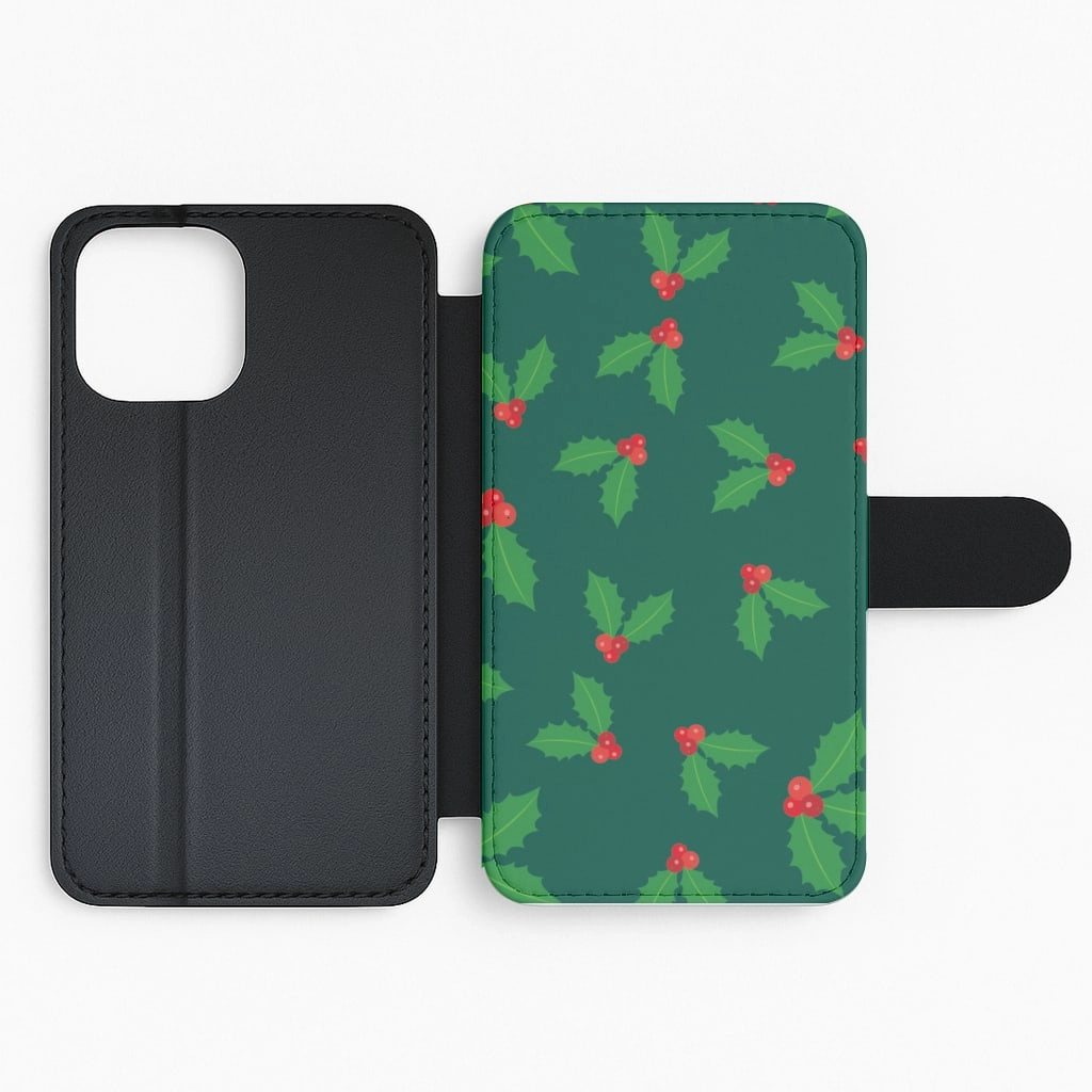 Holly - Christmas Patterns Flip / Wallet Phone Case Compact Frame
