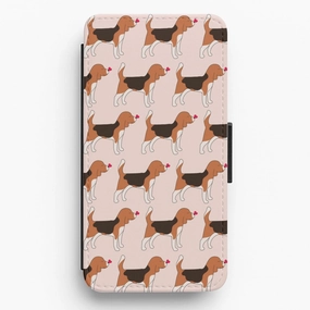 Soft touch finish Love Beagle - Dog Pattern Flip / Wallet Phone Case
