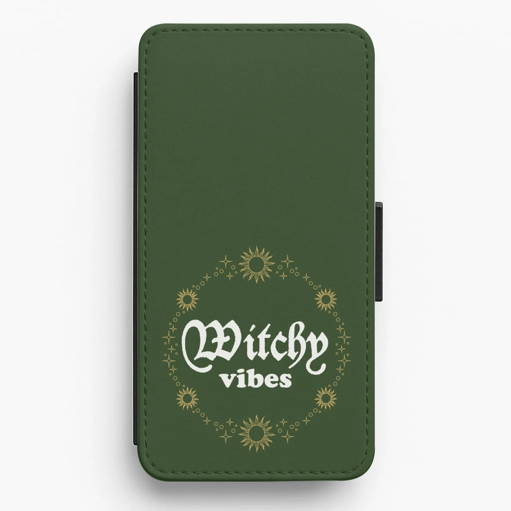 Smooth Surface Witchy Vibes Green Flip / Wallet Phone Case