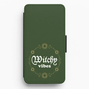 Smooth Surface Witchy Vibes Green Flip / Wallet Phone Case
