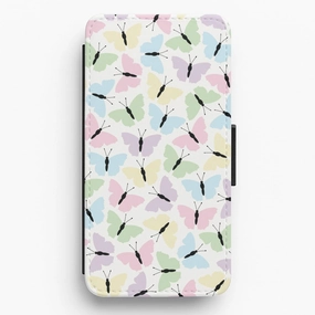 Flexible structure Multi Coloured Butterfly - Butterfly Patterns Flip / Wallet Phone Case