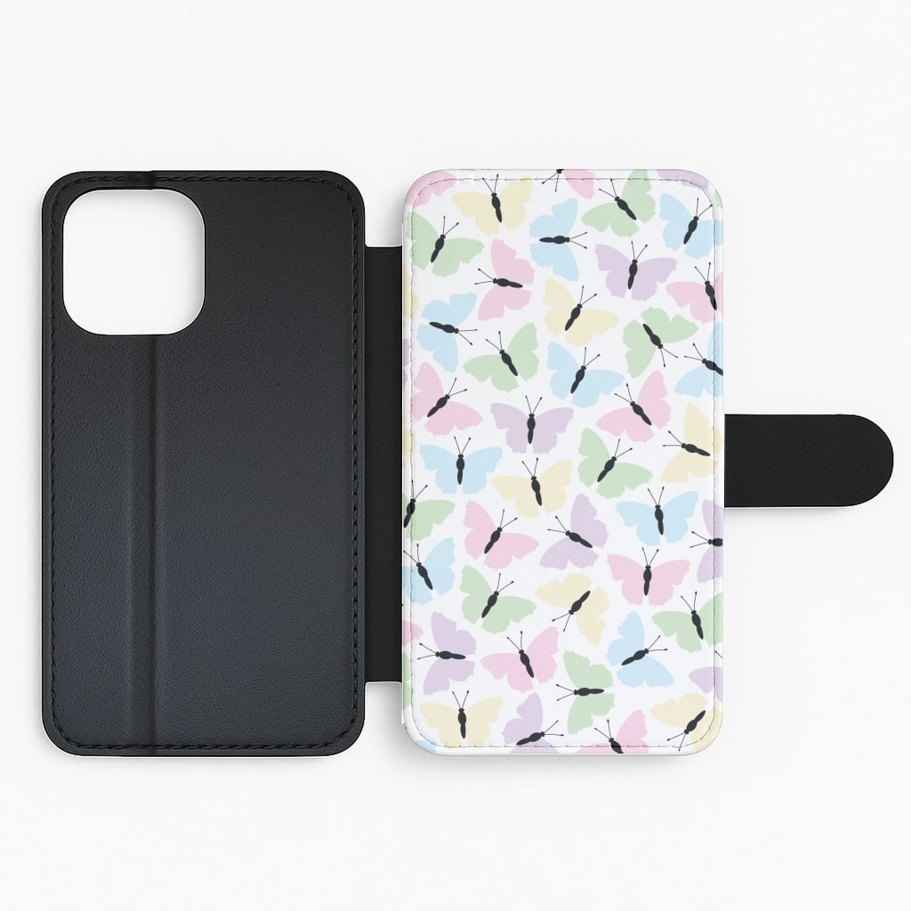 Multi Coloured Butterfly - Butterfly Patterns Flip / Wallet Phone Case Refined Finish Protective Frame Design