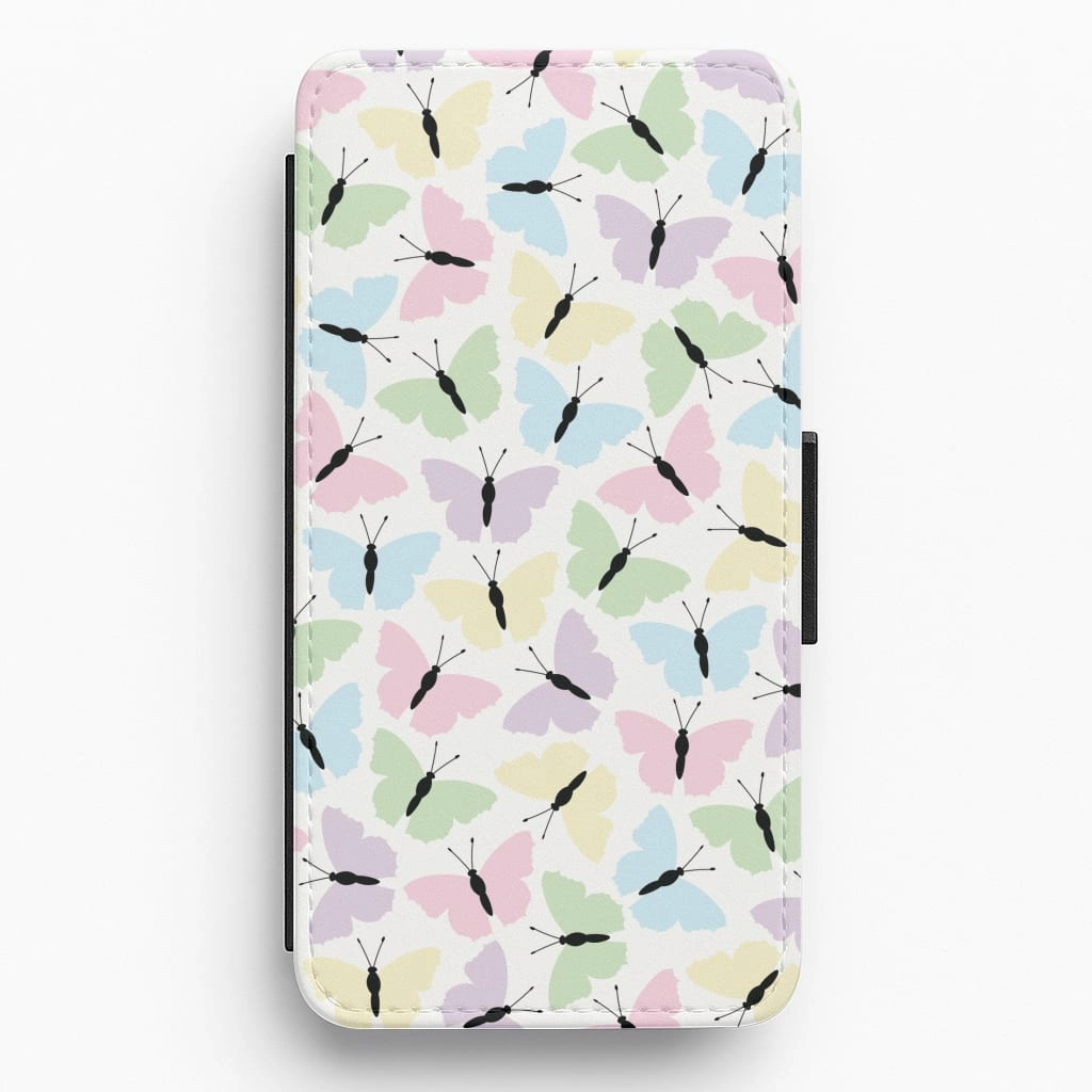 Flexible structure Multi Coloured Butterfly - Butterfly Patterns Flip / Wallet Phone Case