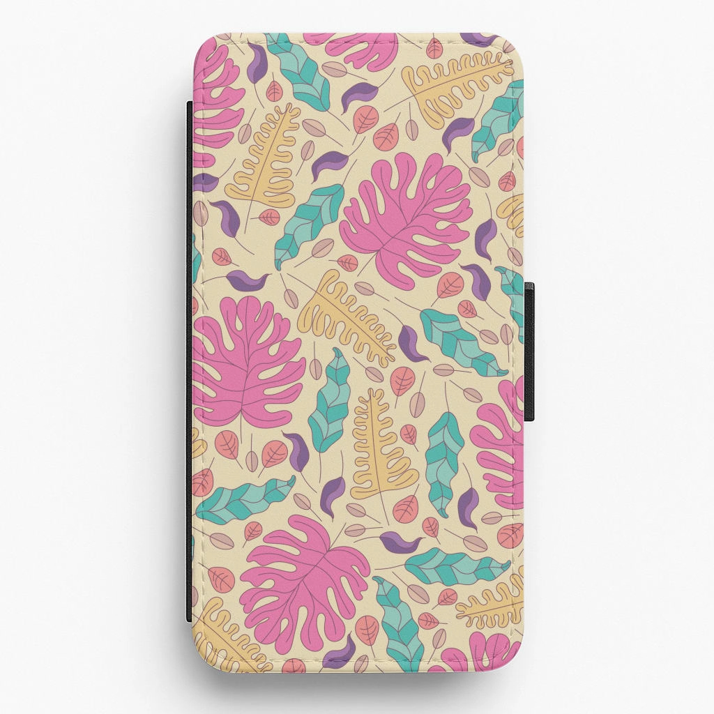Multi Coloured Leaves - Foliage Flip / Wallet Phone Case Minimal Style Durable Layer