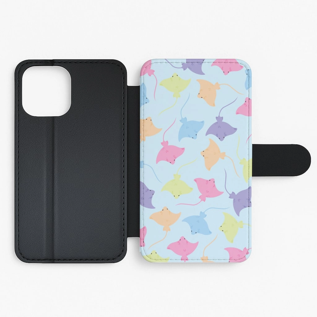 Elegant Shield Multi Coloured Sting Ray Pattern - Sealife Flip / Wallet Phone Case