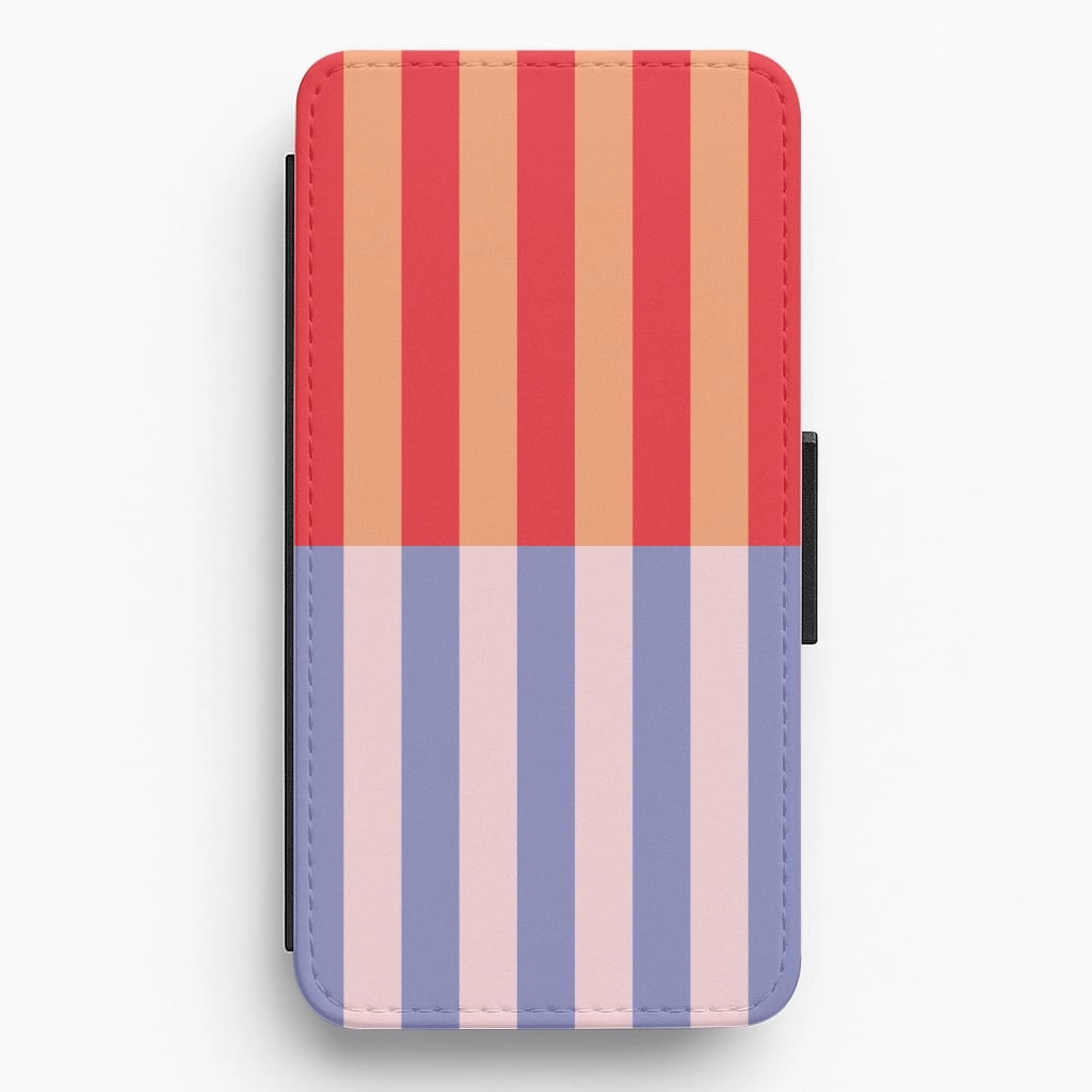 Work Essentials Sleek Finish Multicoloured Pinstripe Abstract Pattern Flip / Wallet Phone Case