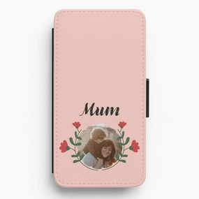 Premium Style Stylish grip Mum Red Flowers - Personalised Mother's Day Flip / Wallet Phone Case