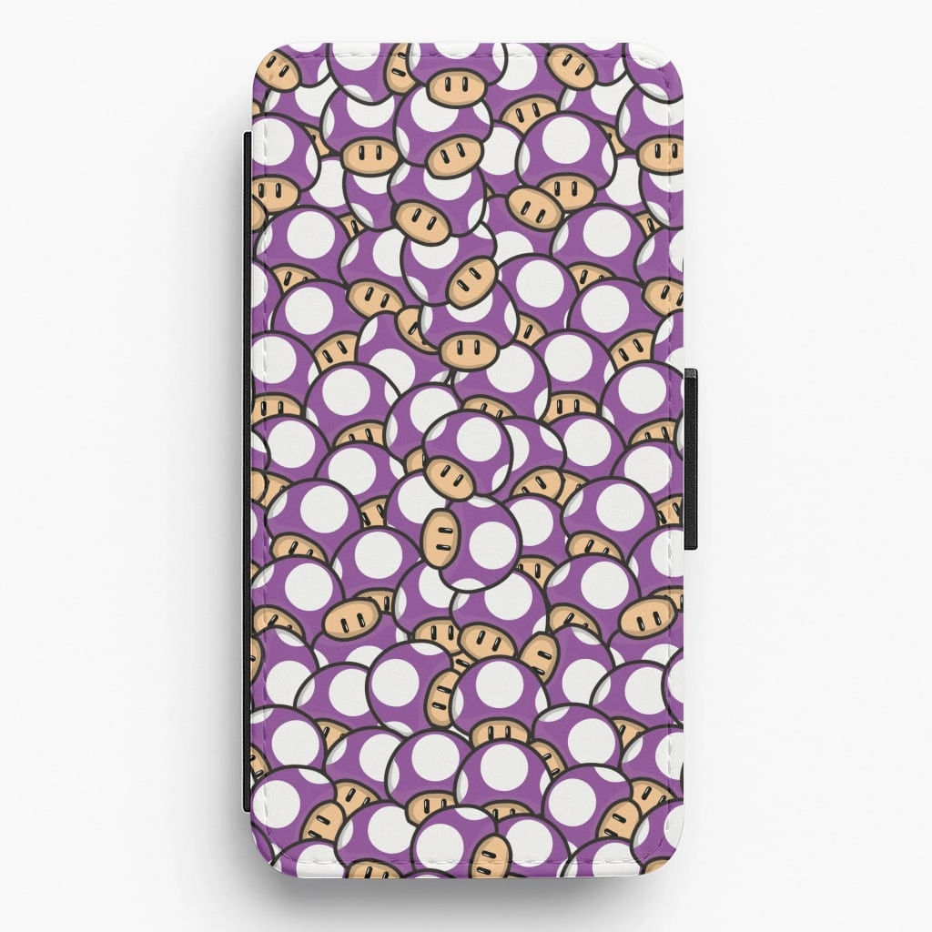 Mushroom Pattern - Purple Flip / Wallet Phone Case Soft touch finish Shockproof Corners