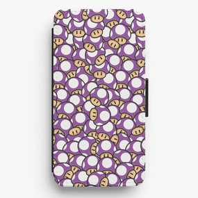 Mushroom Pattern - Purple Flip / Wallet Phone Case Soft touch finish Shockproof Corners