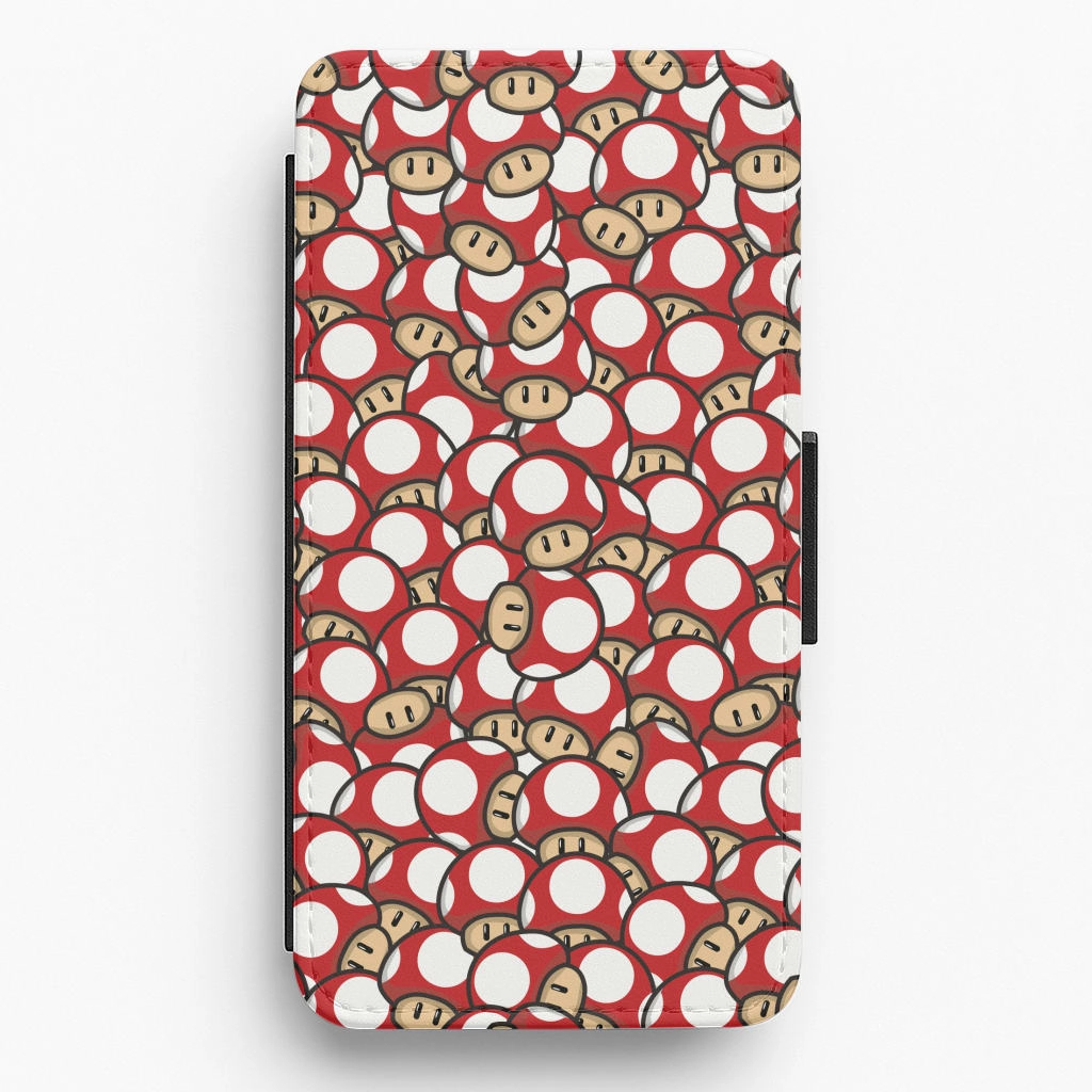 Comfort Fit Mushroom Pattern - Red Flip / Wallet Phone Case