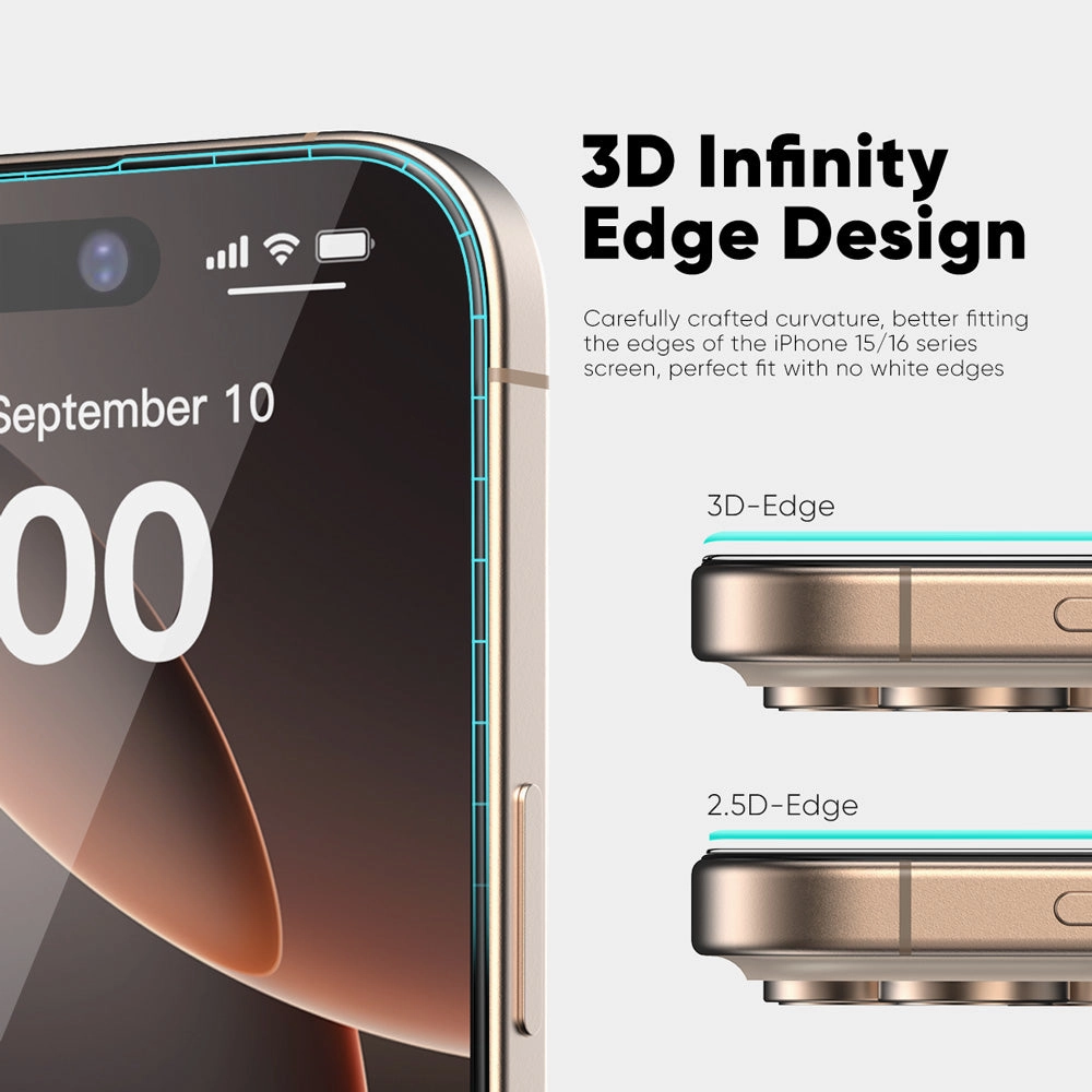 High Definition Guard Screen Care Elite Max NanoArmour ONETIME MAX Matte Anti-Glare 3D Infinity Edge  iPhone 16 Series
