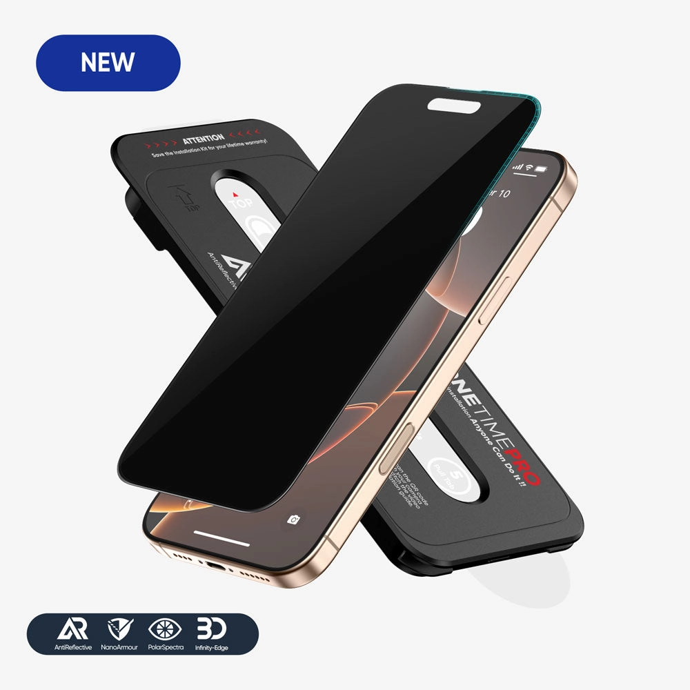 Smooth Touch Max Pro super clear glass NanoArmour ONETIME PRO Privacy Anti Reflective PolarSpectra 3D Infinity Edge  iPhone 16 / 15 Series