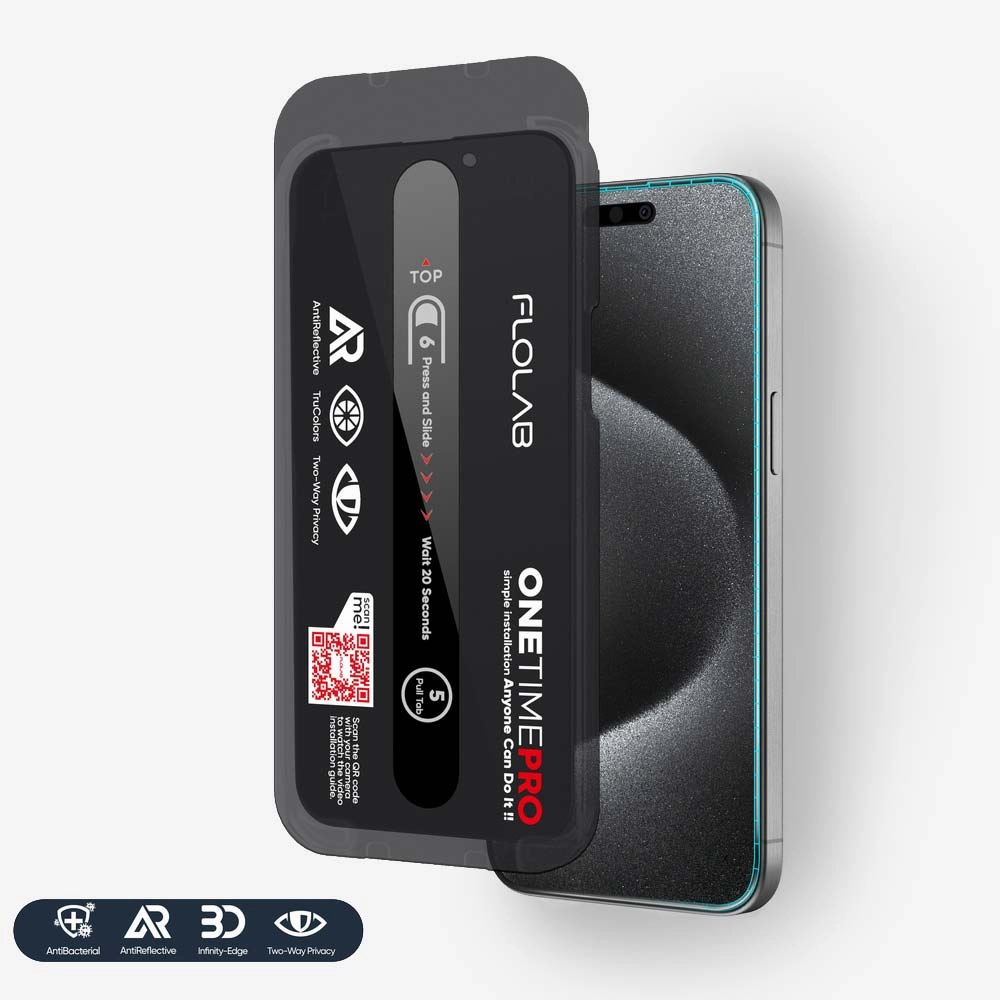 Ultra-Thin Glass NanoArmour ONETIME PRO Privacy Anti Reflective PolarSpectra 3D Infinity Edge  iPhone 16 / 15 Series