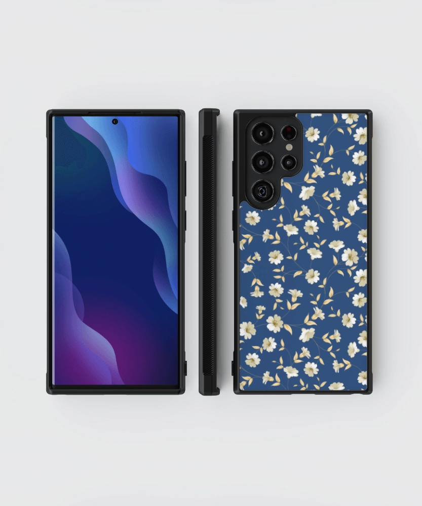 slim fit Button Cover Navy Bloom