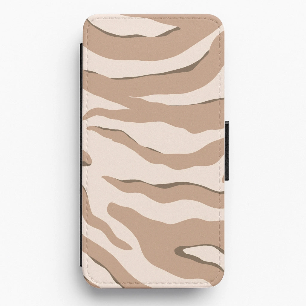 Neutral Tiger Print  Flip / Wallet Phone Case Durable Coating
