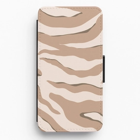 Neutral Tiger Print  Flip / Wallet Phone Case Durable Coating