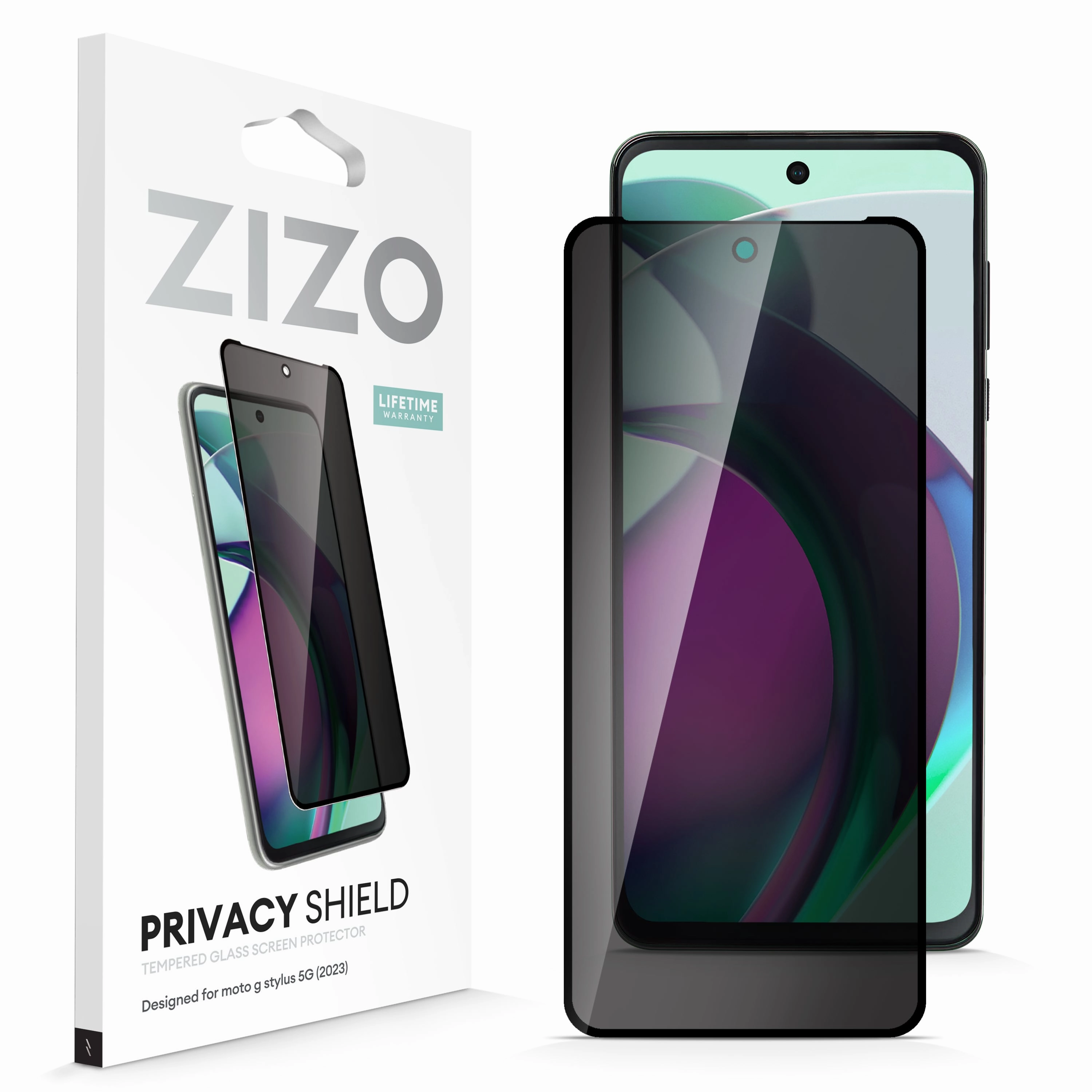 Modern Texture Build Modern Function ZIZO PRIVACY Tempered Glass Screen Protector for moto g stylus 5G (2023) - Privacy
