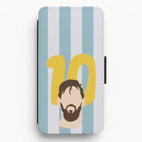 Number 10 - Messi Flip / Wallet Phone Case Textured Finish