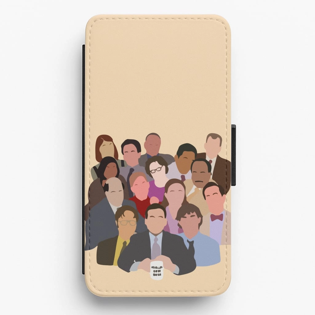 Office Characters Flip / Wallet Phone Case Luxury Coating Durable Edge Layer