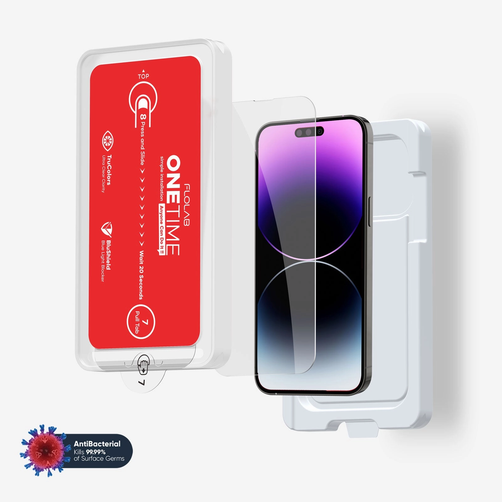 Fast Touch Response Mobile Device ONETIME NanoArmour for iPhone Anti-Blue Light Screen Protector: Dust-Free Installation, Case Friendly, Crystal Clear, No Blue or Yellow Tint