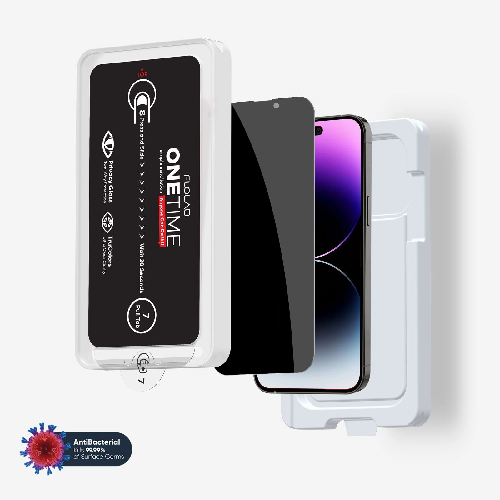 compact screen shield Tech Film ONETIME NanoArmour for iPhone Privacy Screen Protector: Dust-Free Installation, Case Friendly, Maximum Privacy