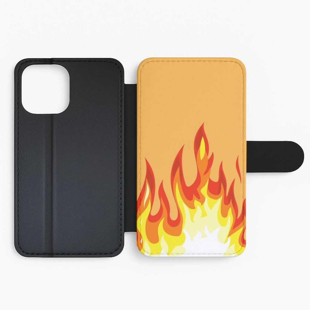 Shock Surface Portable Fit Orange Flame Flip / Wallet Phone Case