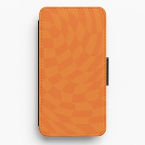 Smooth Grip Orange Trippy Checkerboard Pattern Flip / Wallet Phone Case