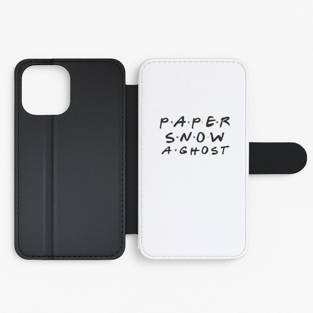 Paper, Snow, A GHOST - Friends Flip Wallet Phone Case Durable Protection Layer Sleek Profile
