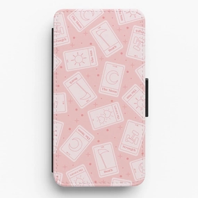 Pastel Pink Tarot Cards Pattern Flip / Wallet Phone Case Soft Touch Soft Edging