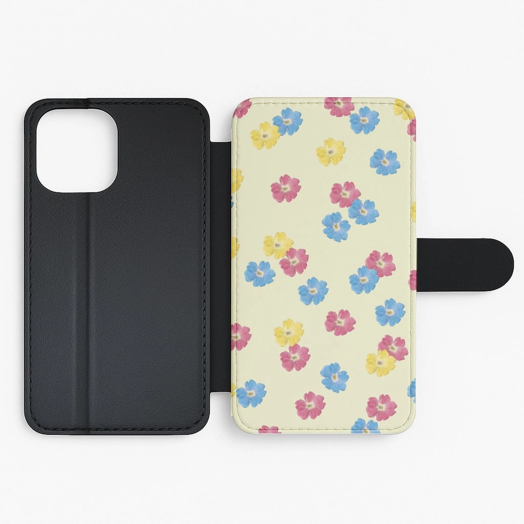 Pastel Pressed Flowers Pattern Flip / Wallet Phone Case Soft Frame