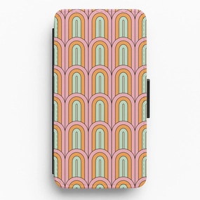 Durable Texture Layer Pastel Retro Arches Pattern Flip / Wallet Phone Case